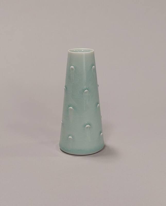 Porcelain Slim Conical Vase with Celadon Glaze