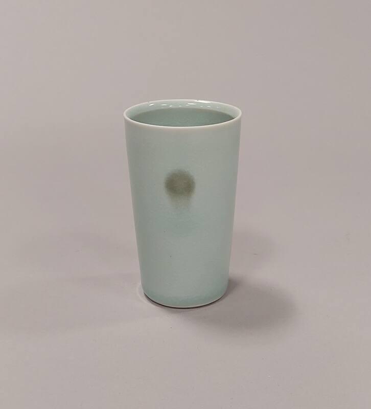 Porcelain Small Beaker with Tenmoku Splash