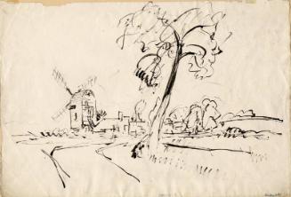 Windmill and Trees by James McBey 