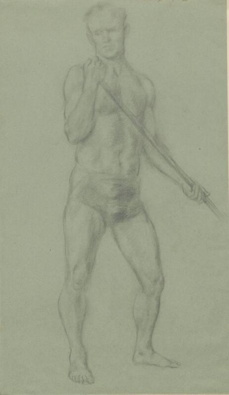 Sketch of partially nude male