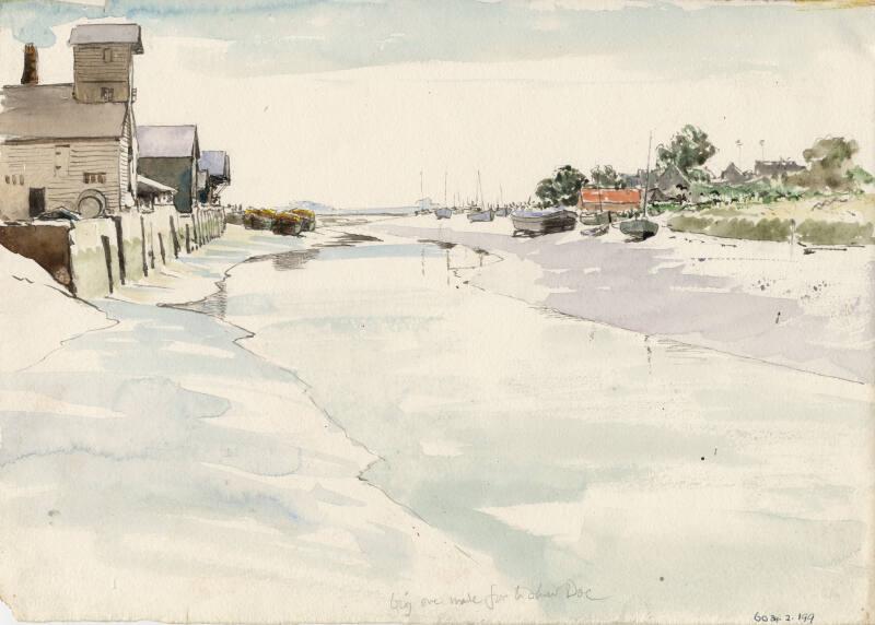 Estuary with Warehouses and Boats by James McBey