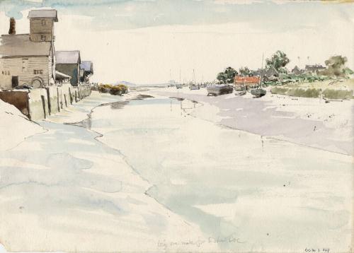 Estuary with Warehouses and Boats by James McBey