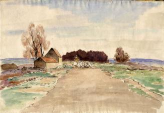 Landscape with Shepherd Driving along a Road by James McBey