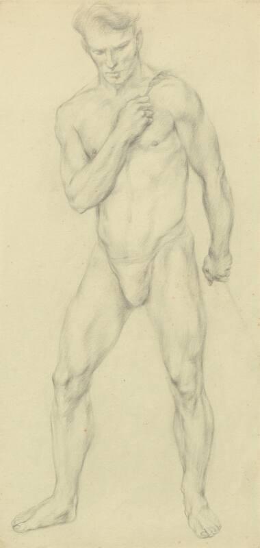 Sketch of partially nude male