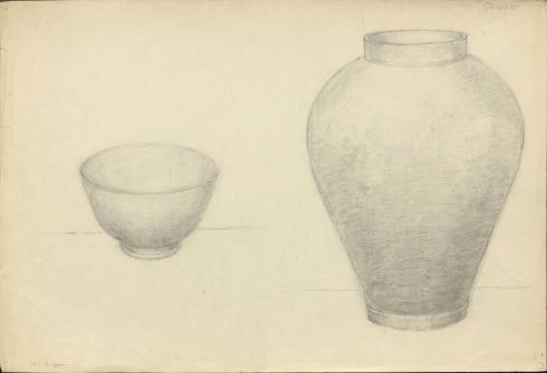 Sketch of bowl and vase