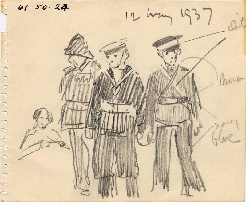 Policeman, Sailor & Guardsman at the Coronation of George Vi by James McBey