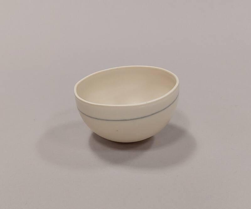 White Rocking Bowl with Cobalt Incised Line