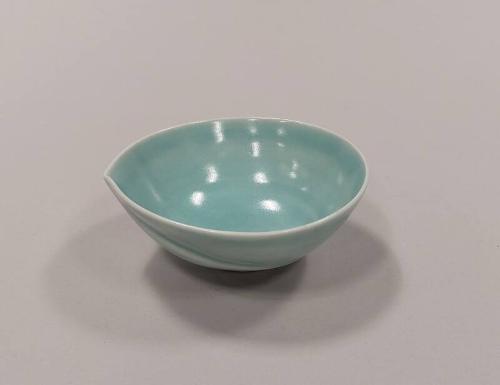 Porcelain Beaked Spiral Bowl with Celadon Glaze