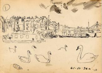 Swans on River by James McBey