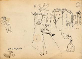 Mother and Child & Swans on River by James McBey