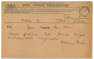 Telegram relating to the sale of the steamship Girdleness to Russian owners