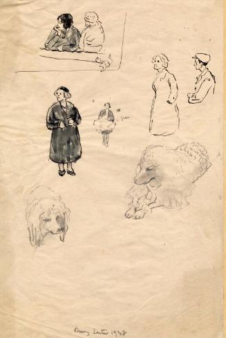 Sketches of Figures and a Dog by James McBey