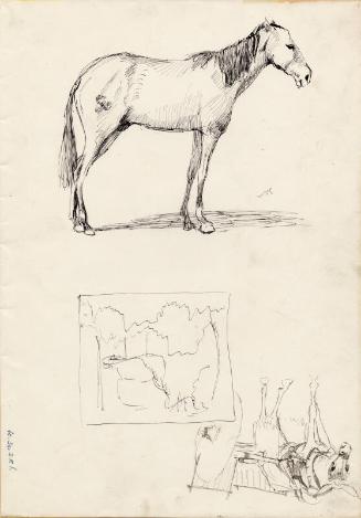 Sketches of a Horse and of a Mule Harnessed to a Car by James McBey