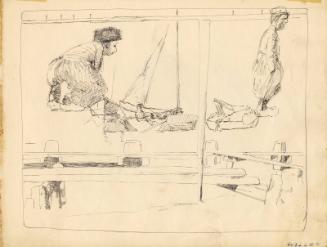 Boats, Figures and Lock by James McBey