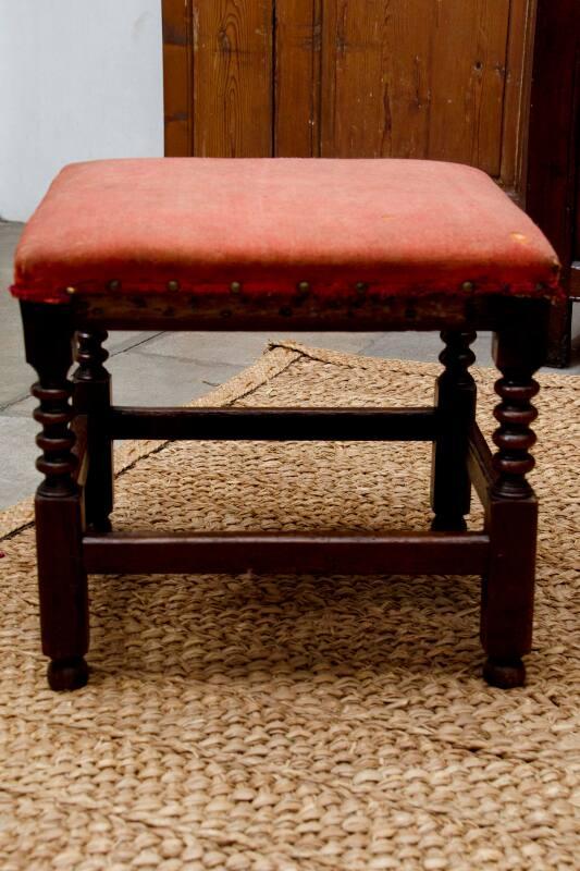 Red Tight Covered Stool