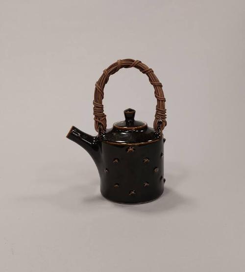 Porcelain Teapot with Tenmoku Glaze