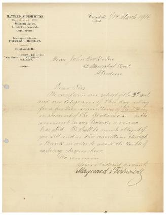 Letter relating to the sale of the steamship Girdleness to Russian owners