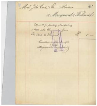 Invoice relating to the sale of the steamship Girdleness to Russian owners