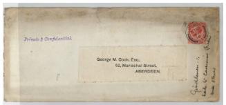 Envelope, formerly used to store documents relating to the sale of the steamship Girdleness to Russian owners