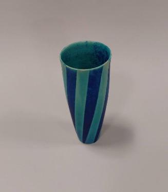 Vase with Bright Blue Stripes