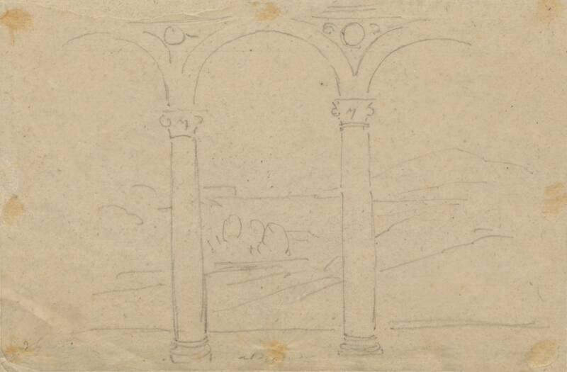 Landscape View seen through Arcade - One of 91 Sketches of France, Italy & Greece