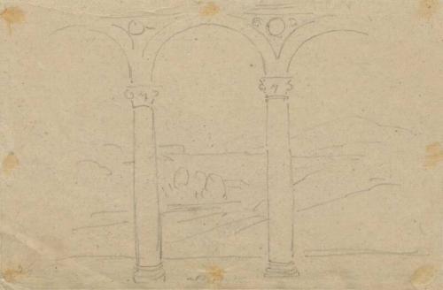 Landscape View seen through Arcade - One of 91 Sketches of France, Italy & Greece