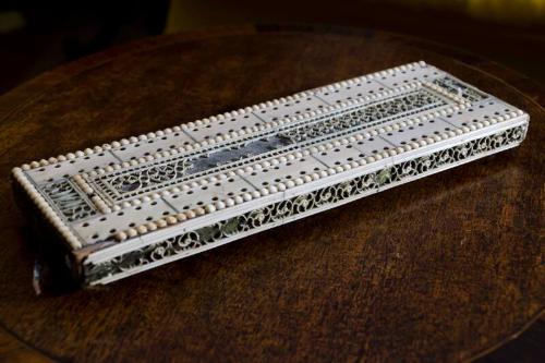 Carved Bone Cribbage Board