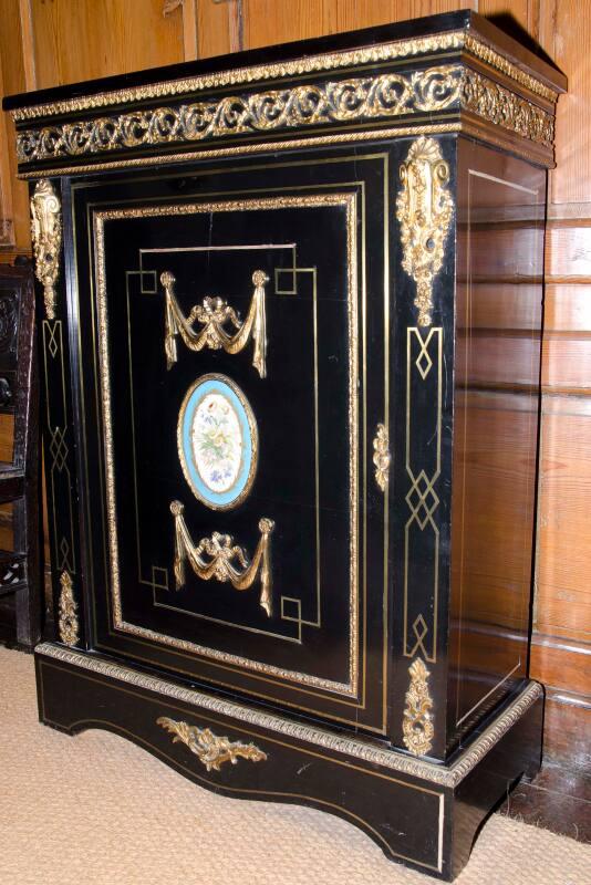 Ebonised Ormolu Corner Cabinet