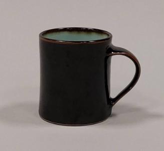 Porcelain Mug with Tenmoku and Celadon Glazes