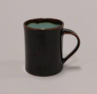 Porcelain Mug with Tenmoku and Celadon Glazes