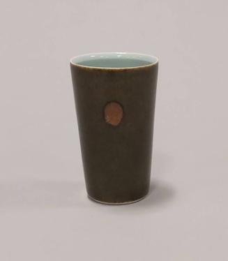 Porcelain Beaker with Tenmoku Glaze