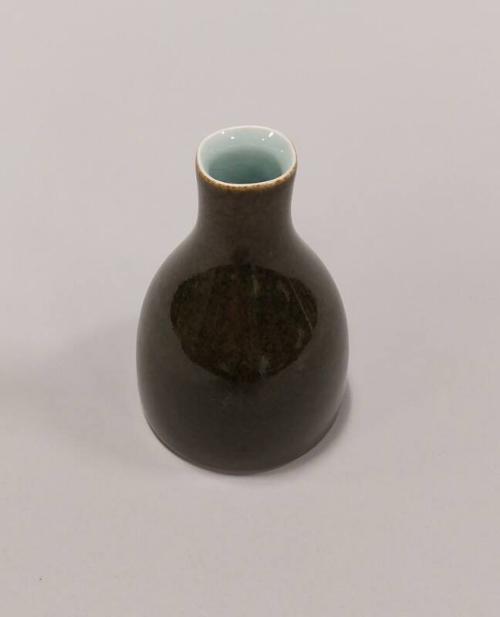 Porcelain Bottle with Mottled Green Glaze