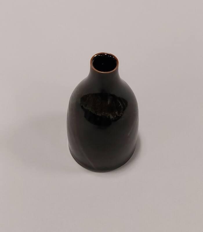 Porcelain Bottle with Black Tenmoku Glaze