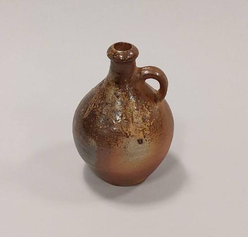 Stoneware Bulbous Handled Bottle with Wood Ash Glaze