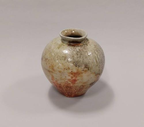 Stoneware Large Bulbous Jar with Celadon and Wood Ash Glaze