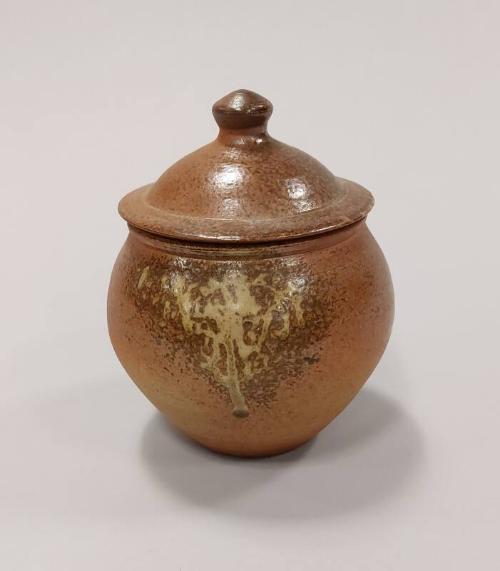 Stoneware Medium Lidded Jar with Celadon and Wood Ash Glazes