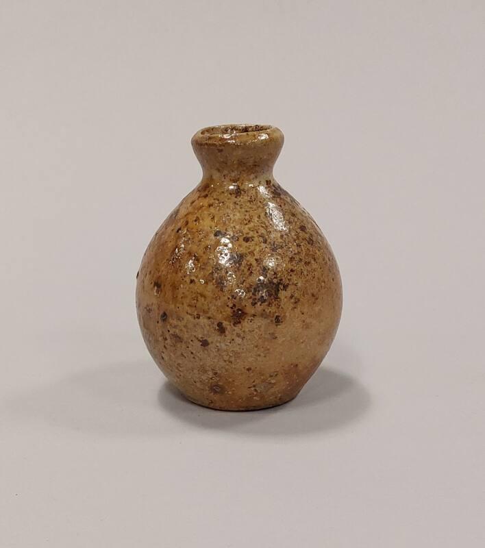 Stoneware Small Ovoid Vase with Celadon, Shino and Wood Ash Glazes