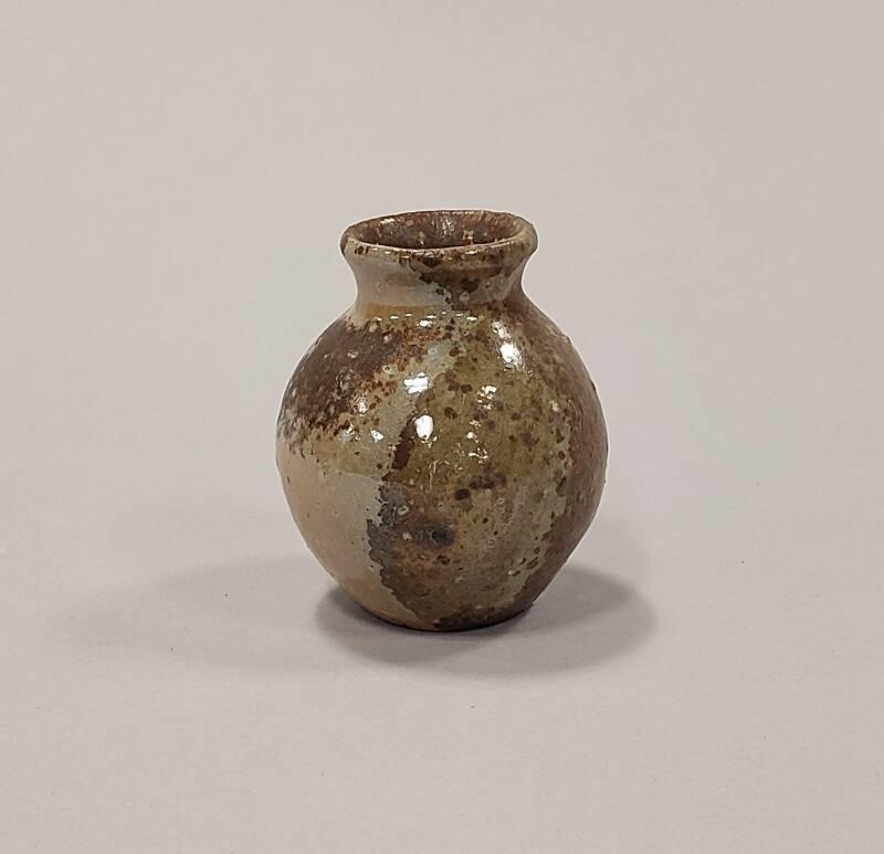 Stoneware Small Ovoid Vase with Celadon and Wood Ash Glazes