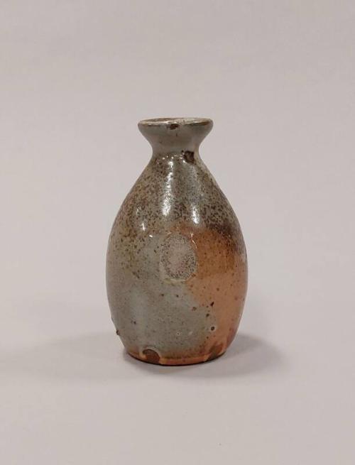 Stoneware Medium Ovoid Vase with Celadon, Shino and Wood Ash Glazes