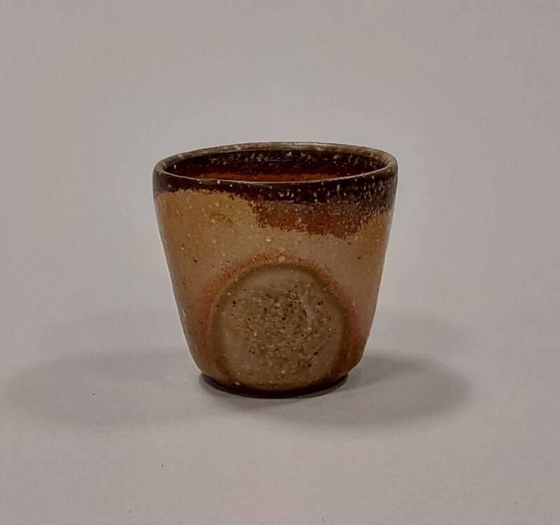 Stoneware Beaker with Celadon, Shino and Wood Ash Glazes