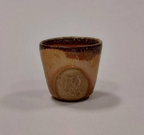 Stoneware Beaker with Celadon, Shino and Wood Ash Glazes