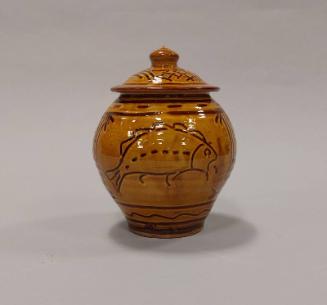 Earthenware Covered Store Jar with Honey Gold Glaze