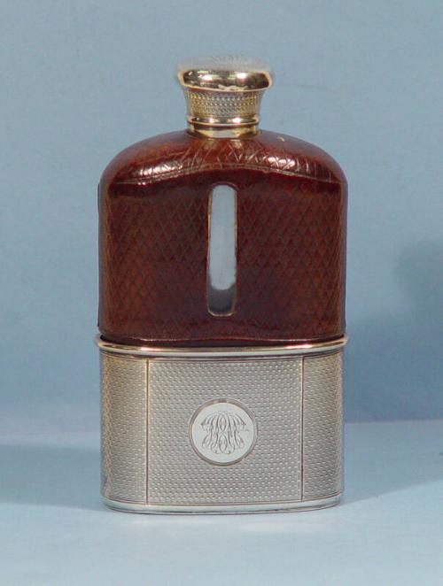 Spirit Flask With Silver Top And Cover For Base