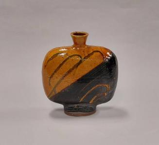 Large Flask with Honey Gold and Dark Brown Glazes