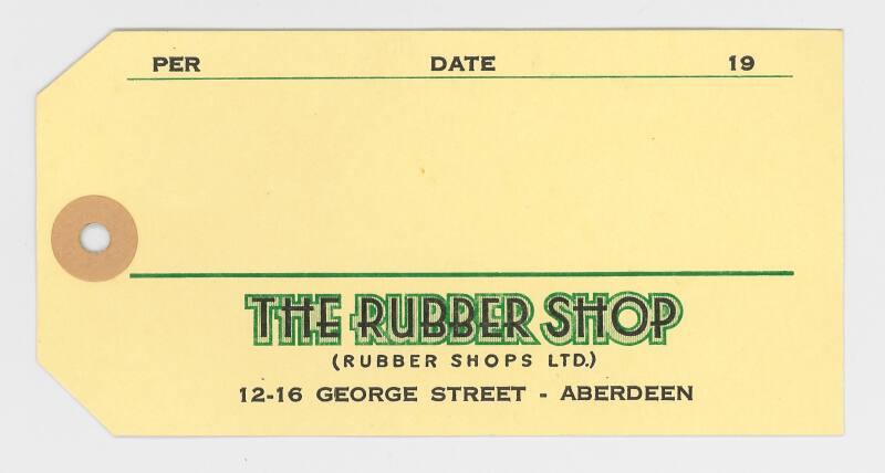 Blank tie tag label from the Rubber Shop