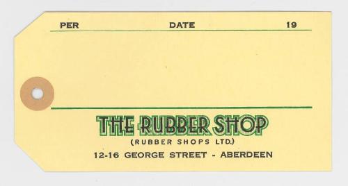 Blank tie tag label from the Rubber Shop