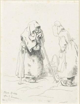 Two Peasant Women, One On Crutches (Ase 82)