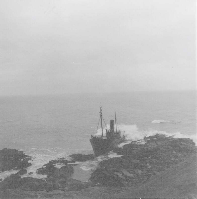 black and white photograph showing d.w. fitzgerald aground