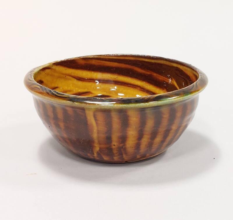Earthenware Bowl with Brown and Yellow Ochre Glazes