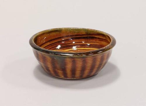 Earthenware Bowl with Brown and Yellow Ochre Glazes